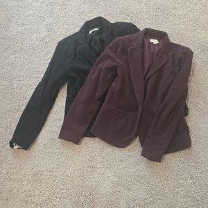 Loft Women's Black and Burgundy Blazers Sizr XSP